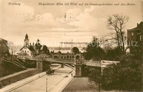 AK / Ansichtskarte Hamburg Helgolaender Allee mit Blick auf die Landungsbruecken und den Hafen Hamburg