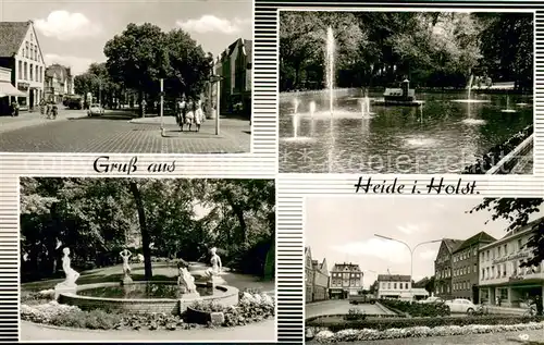 AK / Ansichtskarte Heide_Holstein Stadtplatz Schwanenteich Brunnen Ortspartie Heide_Holstein