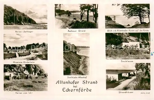 AK / Ansichtskarte Altenhof_Eckernfoerde Zeltlager Missions Kinderheim Aschauer Strand Steilkueste Foerdeblick Seeklause Strandhaeuser Altenhof Eckernfoerde