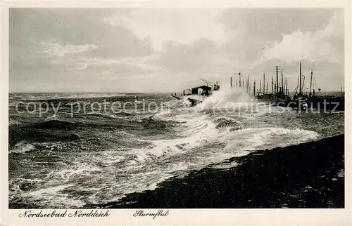 AK / Ansichtskarte Norddeich__Norden_Nordseebad Sturmflut 