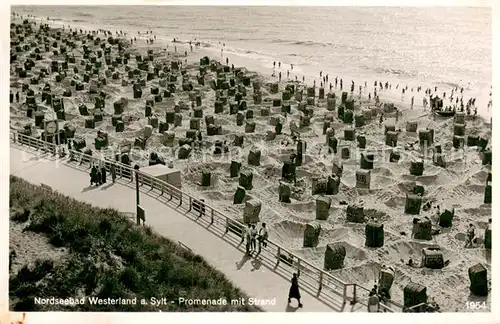 AK / Ansichtskarte Westerland_Sylt Promenade mit Strand Westerland_Sylt