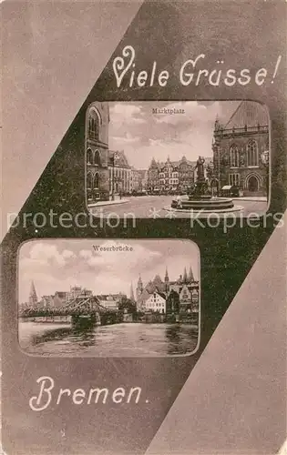 AK / Ansichtskarte Bremen Marktplatz Brunnen Weserbruecke Bremen