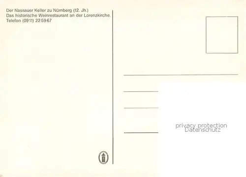 AK / Ansichtskarte Nuernberg Restaurant Nassauer Keller zu Nuernberg 12. Jhdt. Historisches Weinrestaurant Altstadt Nuernberg