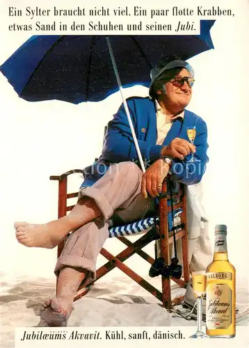 AK / Ansichtskarte Westerland_Sylt Jubi Freund in Geniesserpose am Strand Westerland_Sylt