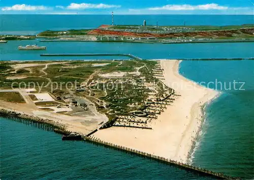 AK / Ansichtskarte Helgoland Badeduene und roter Sandsteinfelsen Fliegeraufnahme Helgoland