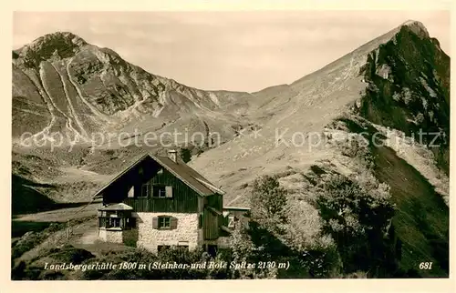 AK / Ansichtskarte Landsbergerhuette_1800m_Tirol_AT Aussenansicht m. Steinkar  u. Rote Spitze 