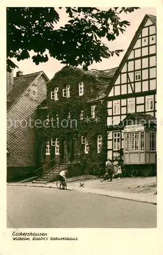 AK / Ansichtskarte Eschershausen_Holzminden Wilhelm Raabes Geburtshaus Aussenansicht Fachwerkhaus Eschershausen Holzminden