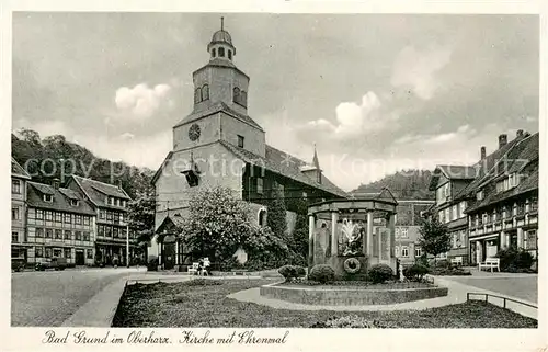 AK / Ansichtskarte Bad_Grund Kirche u. Ehrenmal Bad_Grund