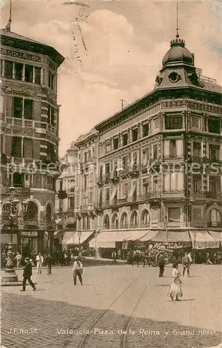 AK / Ansichtskarte Valencia__Valenciana_ES Plaza de la Reina y Grand Hotel Gespann 