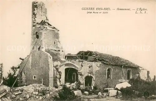 AK / Ansichtskarte Hennemont_55 L Eglise Guerre 1914 1915 