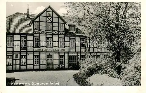 AK / Ansichtskarte Hermannsburg Evangelische Akademie Aussenansicht Fachwerkhaus Hermannsburg