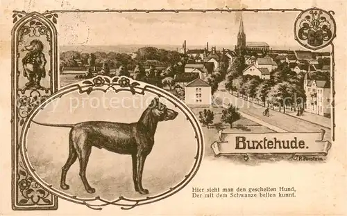AK / Ansichtskarte Buxtehude Teilansicht m. Hund Buxtehude