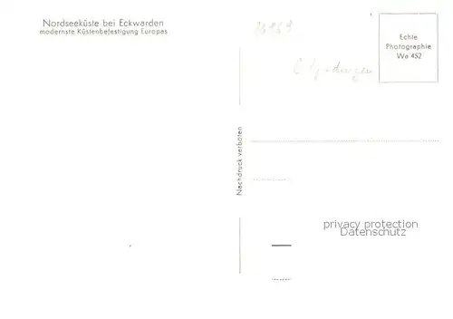 AK / Ansichtskarte Eckwarden Nordseekueste Kuestenbefestigung Eckwarden