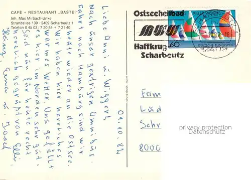 AK / Ansichtskarte Scharbeutz_Ostseebad Cafe Restaurant Bastei Scharbeutz_Ostseebad