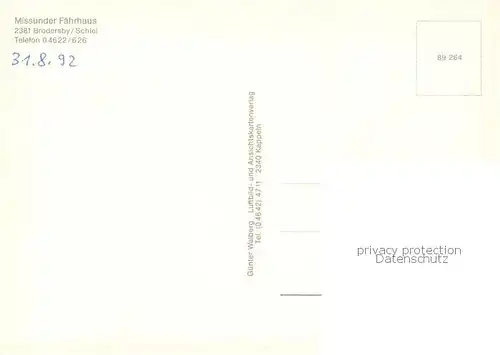 AK / Ansichtskarte Brodersby_Schlei Missunder Faehrhaus Faehre Gastraum Brodersby_Schlei