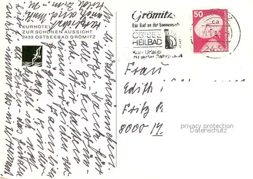 AK / Ansichtskarte Groemitz_Ostseebad Kurhotel Zur schoenen Aussicht Groemitz_Ostseebad
