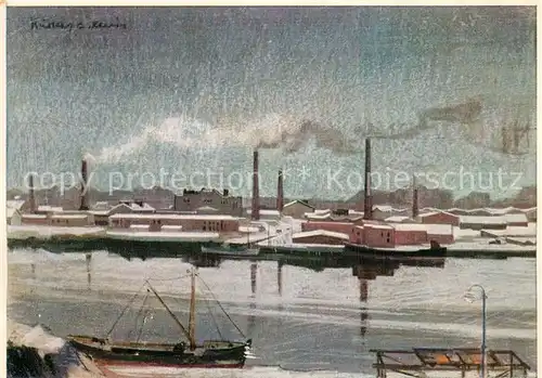 AK / Ansichtskarte Rendsburg Fabrik am Kanal im Winter Rendsburg
