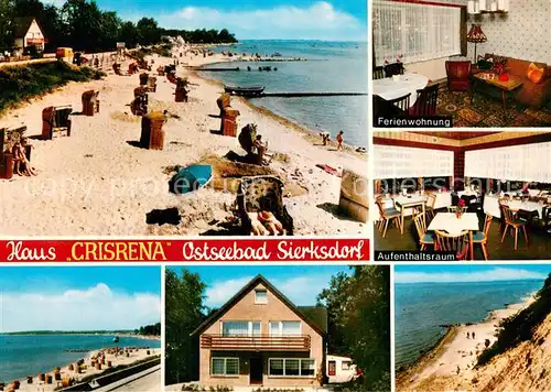 AK / Ansichtskarte Sierksdorf_Ostseebad Strandpartie Haus Crisrena Ferienwohnung Aufenthaltsraum Sierksdorf_Ostseebad