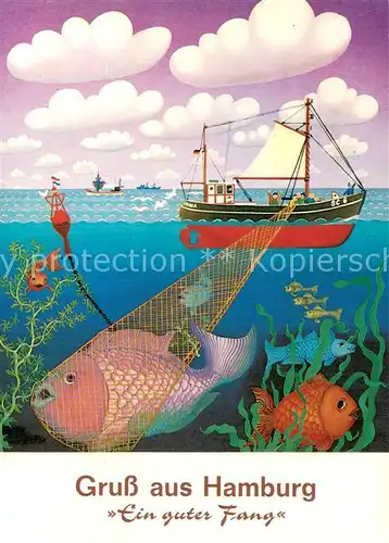 AK / Ansichtskarte Hamburg Ein guter Fang Kuenstlerkarte Hamburg