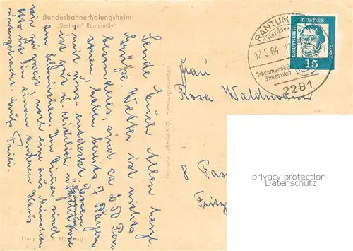 AK / Ansichtskarte Rantum_Sylt Bundesbahnerholungsheim Seeheim Rantum Fliegeraufnahme Rantum Sylt