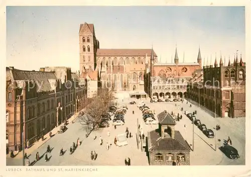 AK / Ansichtskarte Luebeck Rathaus und St Marienkirche Luebeck