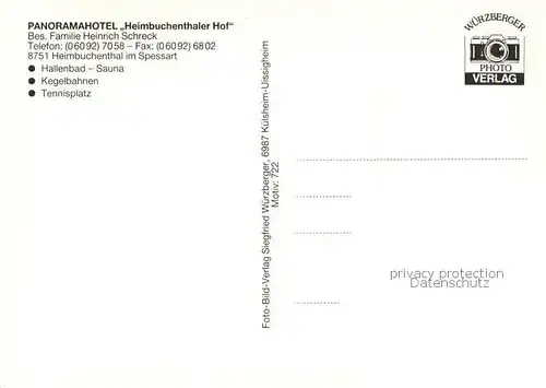 AK / Ansichtskarte Heimbuchenthal Panoramahotel Heimbuchenthaler Hof Gaststube Tennisplatz Hallenbad Heimbuchenthal