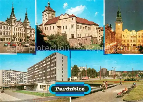 AK / Ansichtskarte Pardubice_Pardubitz_CZ Radnice Zamek od jihozapadu Zelena brana Budovy Chemie a Pozemnich staveb Parkovo cosi pied nadralim 