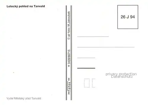 AK / Ansichtskarte Tanvald_Tannwald_CZ Fliegeraufnahme 