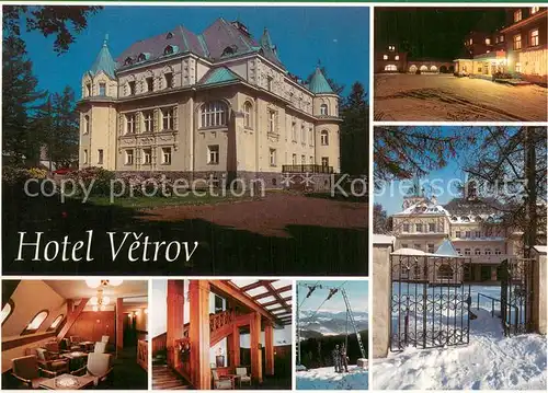 AK / Ansichtskarte Jizerou Hotel Vetrov Gastraeume Skilift Eingangstor Jizerou
