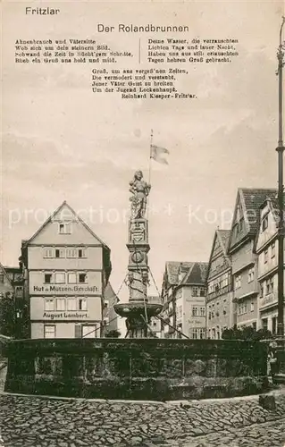 AK / Ansichtskarte Fritzlar Der Rolandbrunnen Fritzlar