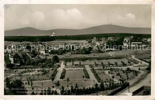 AK / Ansichtskarte Benneckenstein_Harz Kurpark und Gondelteich Fliegeraufnahme Benneckenstein_Harz