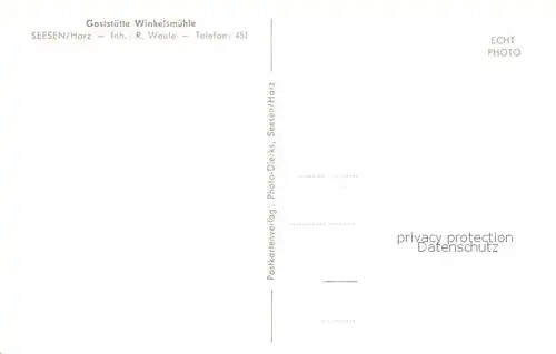 AK / Ansichtskarte Seesen_Harz Gaststaette Winkelsmuehle Gastraeume Seesen Harz
