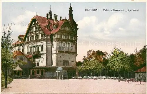 AK / Ansichtskarte Karlsbad_Eger_Karlovy_Vary Waldetablissement Jaegerhaus Aussenansicht 