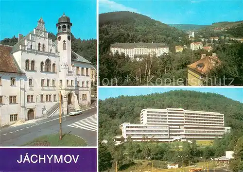 AK / Ansichtskarte Jachymov_Sankt_Joachimsthal Rathaus Stadtpanorama Sanatorium 