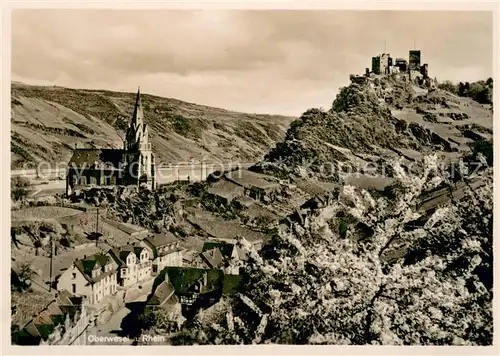 AK / Ansichtskarte Oberwesel_Rhein Panorama Kirche Burg Oberwesel Rhein