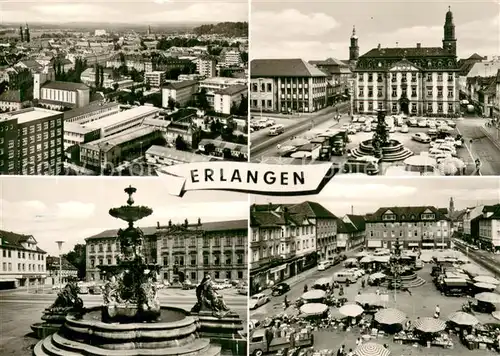 AK / Ansichtskarte Erlangen Stadtpanorama Innenstadt Brunnen Marktplatz Erlangen