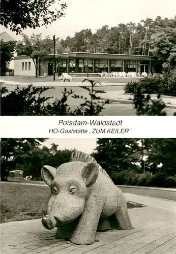 AK / Ansichtskarte Potsdam_Waldstadt HO Gaststaette zum Keiler Skulptur Potsdam_Waldstadt
