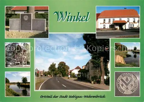 AK / Ansichtskarte Winkel_Bad_Liebenwerda Teilansichten Hotel Gasthof Gedenktafel Landschaftspanorama Siegel Winkel_Bad_Liebenwerda