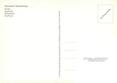 AK / Ansichtskarte Hirschfeld_Elsterwerda Kirche Apotheke Dorfansicht Kaufhaus Hirschfeld_Elsterwerda