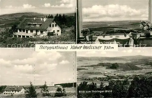 AK / Ansichtskarte Witzenhausen Berggathaus Blick zum Hirschberg Panorama vom Gastzimmer Berggasthaus mit Sender Thueringer Wald Witzenhausen