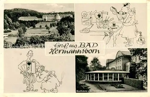 AK / Ansichtskarte Bad_Hermannsborn Kurhaus mit Badehaus Kurhaus Glasveranda Bad_Hermannsborn