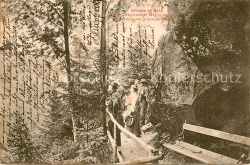 AK / Ansichtskarte Altenau_Harz Magdeburger Weg an der Geheimrat Schneider Bank Altenau Harz