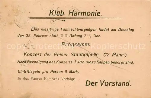 AK / Ansichtskarte Hoheneggelsen Klub Harmonie Konzert Einladung Hoheneggelsen