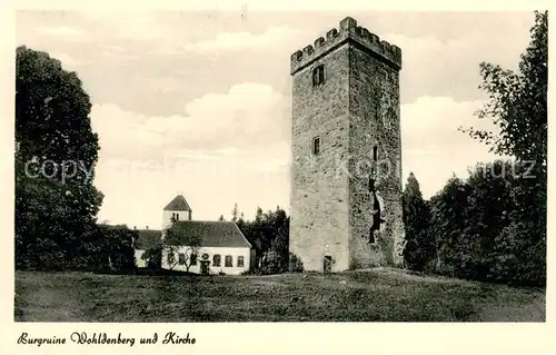AK / Ansichtskarte Wohldenberg_Hildesheim Burgruine Wohldenberg und Kirche 