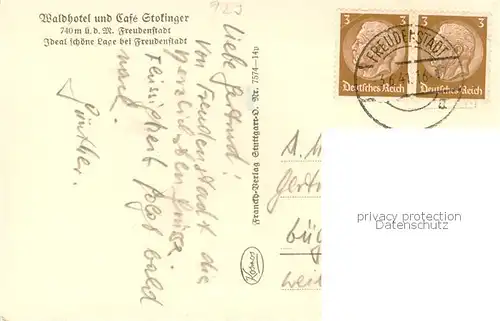 AK / Ansichtskarte Freudenstadt Waldhotel Cafe Stokinger Freudenstadt
