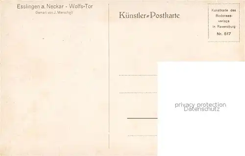 AK / Ansichtskarte Esslingen__Neckar Wolfs Tor Kuenstlerkarte 