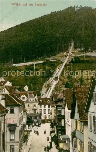 AK / Ansichtskarte Wildbad_Schwarzwald mit Bergbahn Wildbad_Schwarzwald