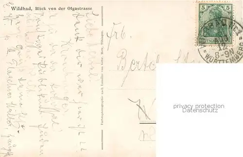 AK / Ansichtskarte Wildbad_Schwarzwald Blick von der Olgastrasse Wildbad_Schwarzwald
