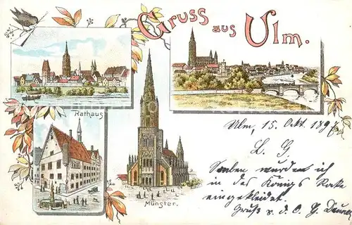 AK / Ansichtskarte Ulm__Donau Panorama Muenster Rathaus 