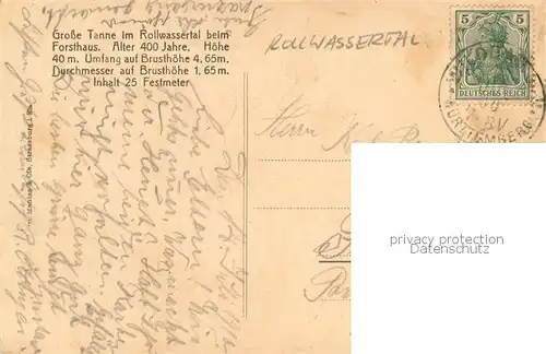 AK / Ansichtskarte Rollwassertal_Bad_Wildbad Grosse Tanne beim Forsthaus 